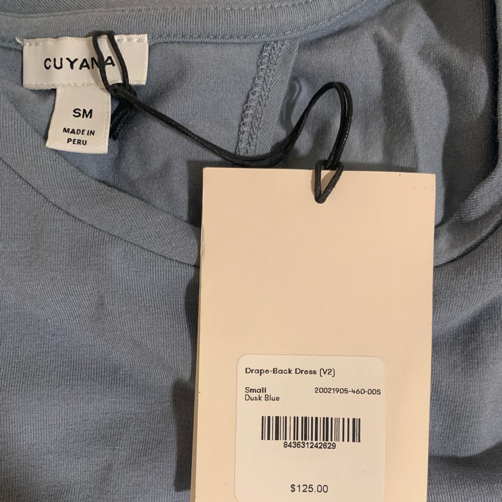 Cuyana Dusk Blue Drape Back Dress (NWT)